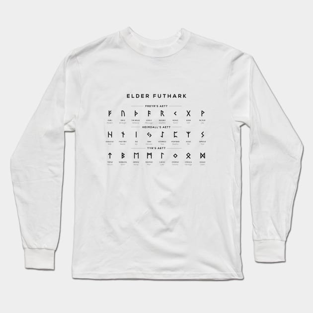 Elder Futhark Runes Alphabet Chart - White Long Sleeve T-Shirt by typelab